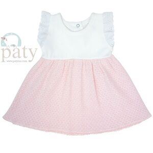 Paty inc knit dress eyelet trim toddler baby girl ruffles